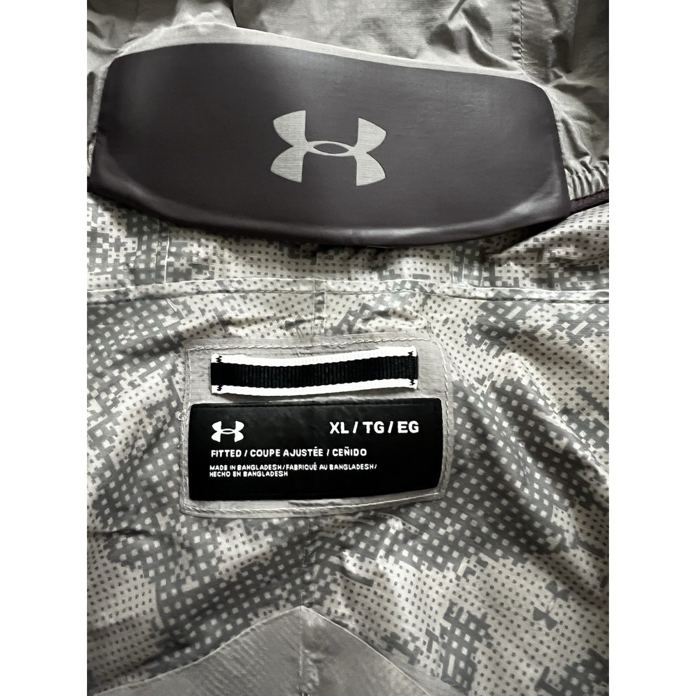 Under Armour Pertex Shield Rain Jacket Womens XL Gray Hooded Full Zip